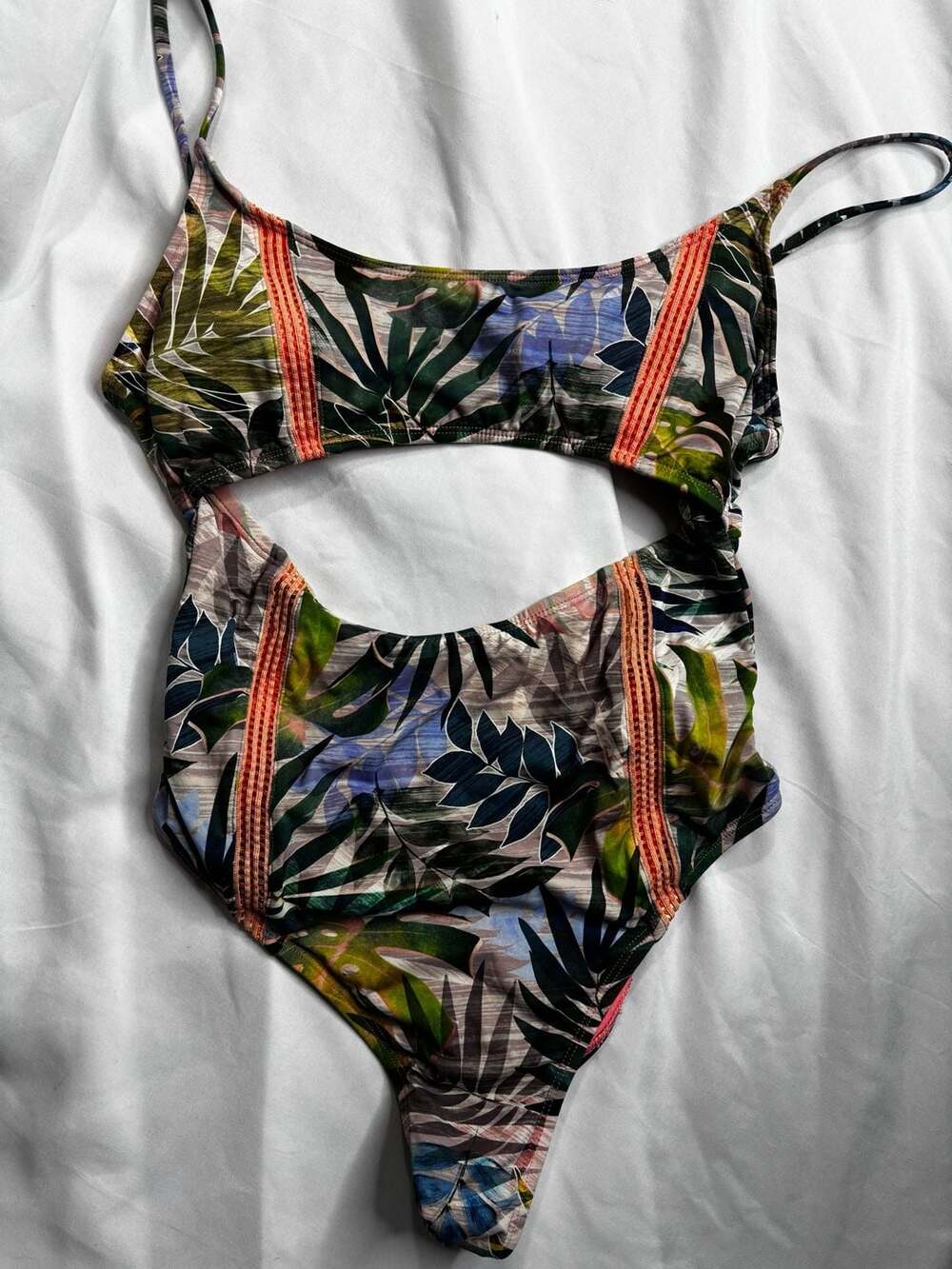 Hobie Women's Keyhole One Piece Swimsuit, Multi/Festival Palm, Size Small, New!
